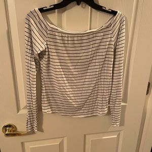 Stripped off the shoulder long sleeve tee